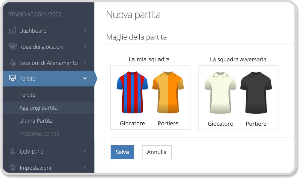 Scegli la maglia della partita su YouCoachApp Scegli la maglia della partita su YouCoachApp